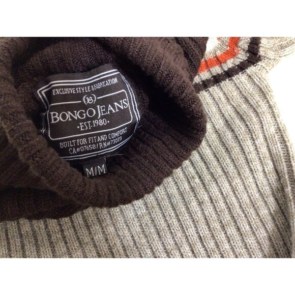 Vintage Bongo Jeans Striped Turtleneck Sweater Grunge Y2K Mens Medium - Picture 5 of 6